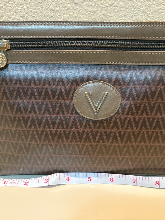 Valentino Garavani Other - Valentino Garavani Brown V-Pattern Toiletry Bag with Gold V Emblem